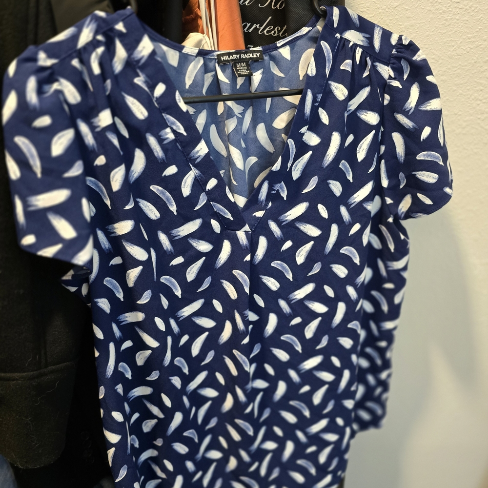 Hilary Radley Blue And White Top